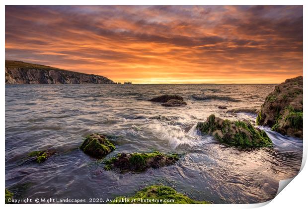 Alum Bay and The Needles Sunset Print by Wight Landscapes