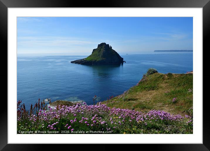 Thatcher Rock view from the coast path Framed Mounted Print by Rosie Spooner