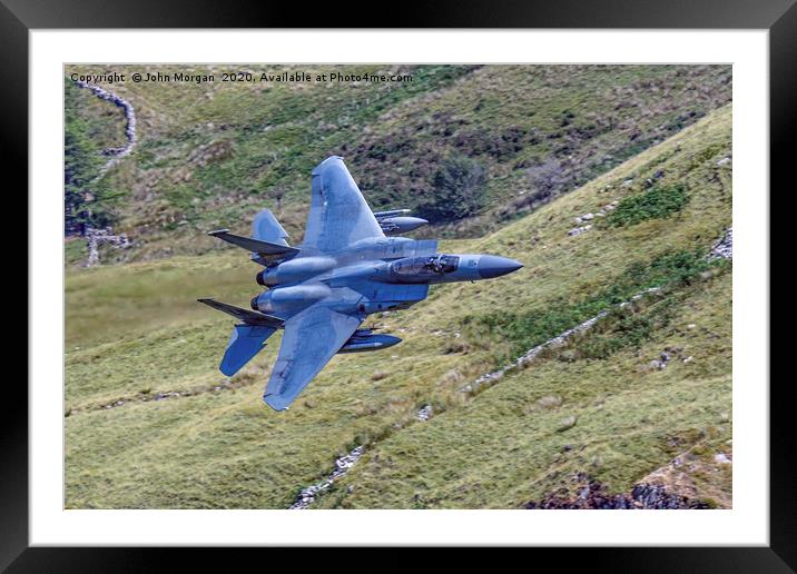 Low Flying F 15 Fighter. Framed Mounted Print by John Morgan