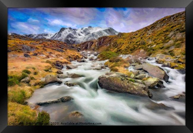 Mountain River Cwm Idwal Snowdonia Framed Print by Adrian Evans