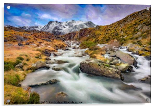 Mountain River Cwm Idwal Snowdonia Acrylic by Adrian Evans