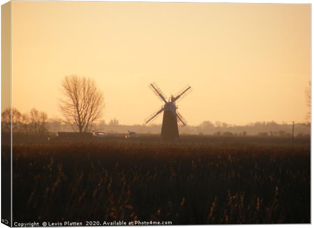 The Solitary Mill at Sunset  Canvas Print by Lewis Platten