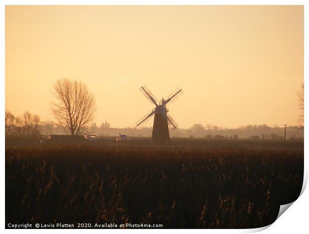 The Solitary Mill at Sunset  Print by Lewis Platten