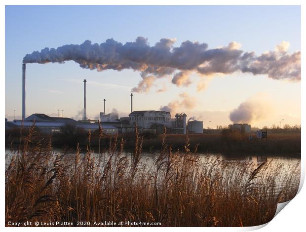 The British Sugar Factory at Sun rise, Cantley Print by Lewis Platten