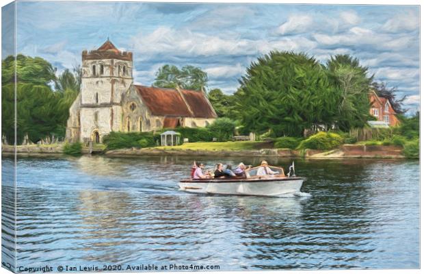 On The Thames At Bisham Canvas Print by Ian Lewis
