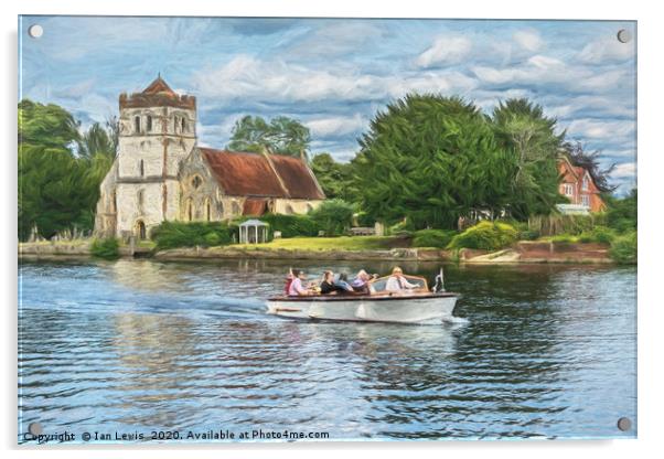 On The Thames At Bisham Acrylic by Ian Lewis