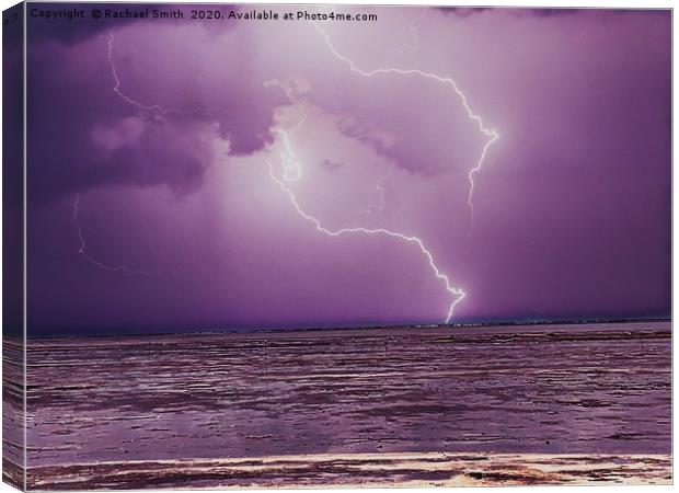 Lightning at the beach  Canvas Print by Rachael Smith