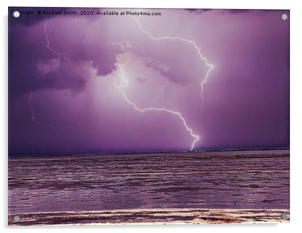 Lightning at the beach  Acrylic by Rachael Smith