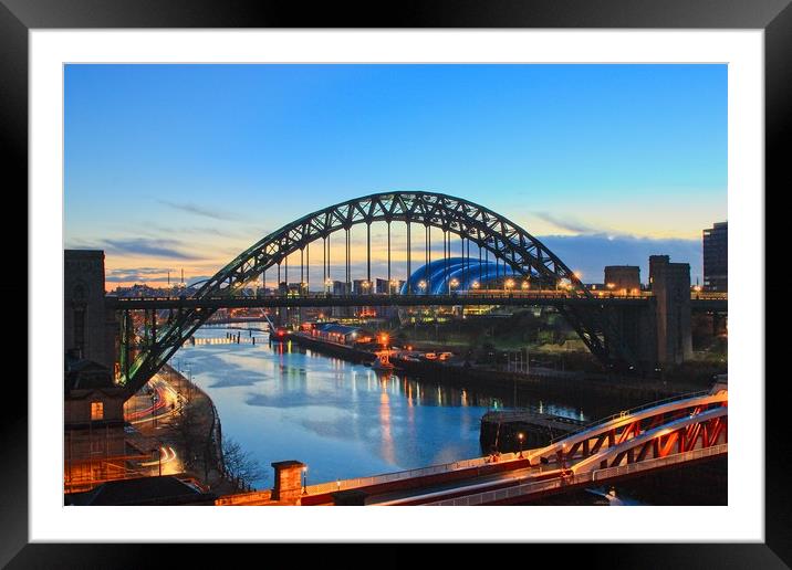 Majestic Tyne Bridge at Dawn Framed Mounted Print by Rob Cole