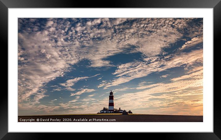 Big sky over Happisburgh Lighthouse  Framed Mounted Print by David Powley