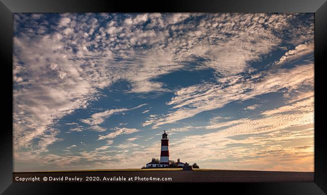 Big sky over Happisburgh Lighthouse  Framed Print by David Powley
