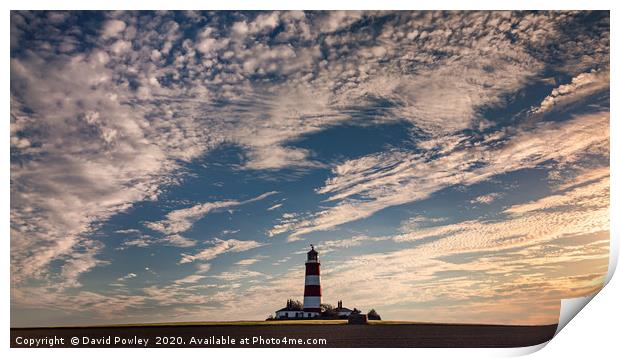 Big sky over Happisburgh Lighthouse  Print by David Powley
