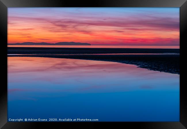 Sunset Seascape Wales Framed Print by Adrian Evans