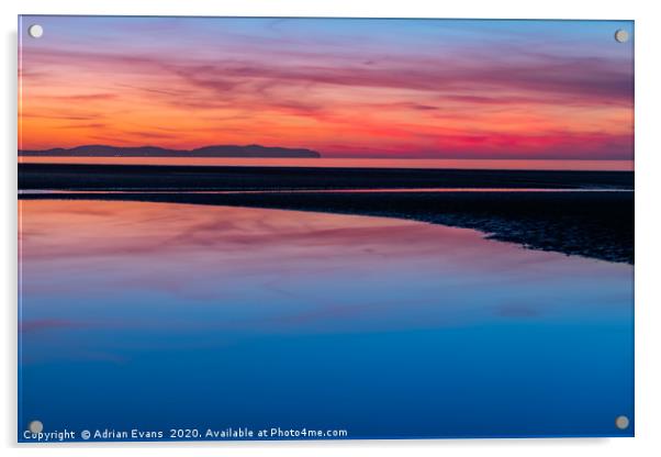 Sunset Seascape Wales Acrylic by Adrian Evans