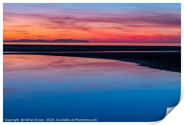 Sunset Seascape Wales Print by Adrian Evans