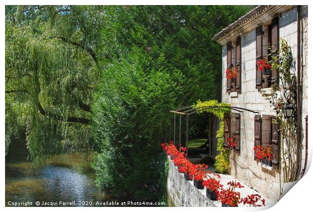 French Riverside Cottage Print by Jacqui Farrell