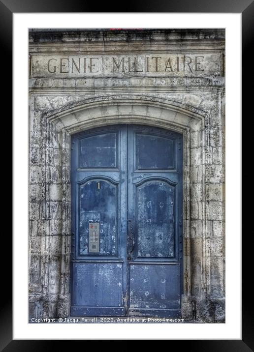 French building with ornate blue door              Framed Mounted Print by Jacqui Farrell