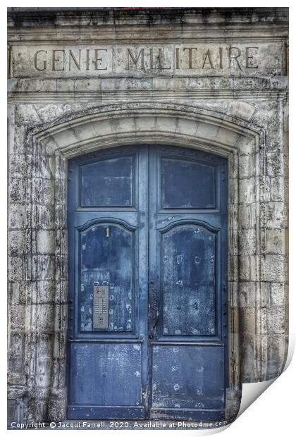 French building with ornate blue door              Print by Jacqui Farrell