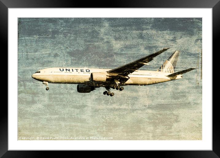 United Airlines Weathered Metal    Framed Mounted Print by David Pyatt