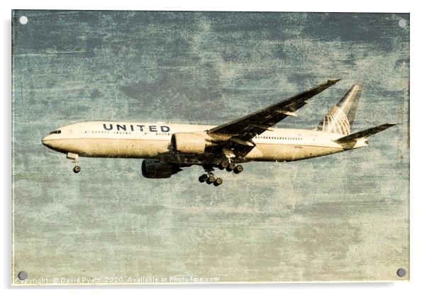 United Airlines Weathered Metal    Acrylic by David Pyatt