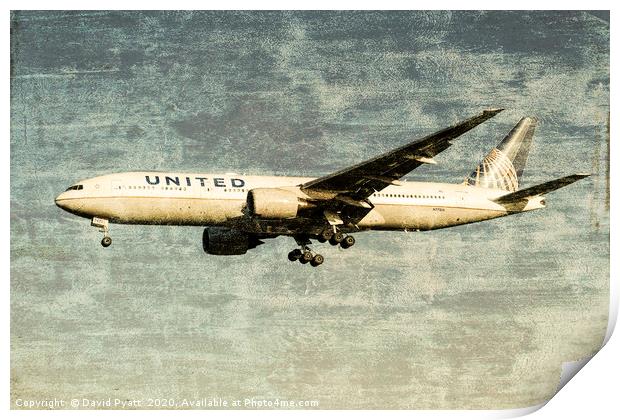 United Airlines Weathered Metal    Print by David Pyatt