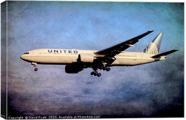 United Airlines Weathered Metal        Canvas Print by David Pyatt