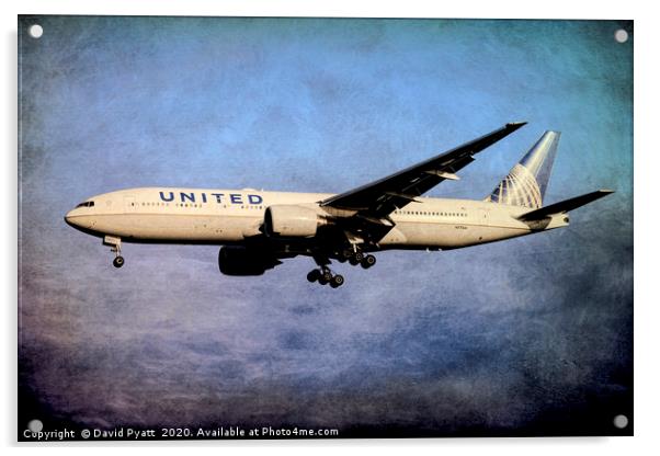 United Airlines Weathered Metal        Acrylic by David Pyatt