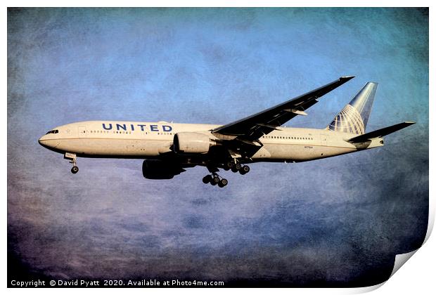 United Airlines Weathered Metal        Print by David Pyatt