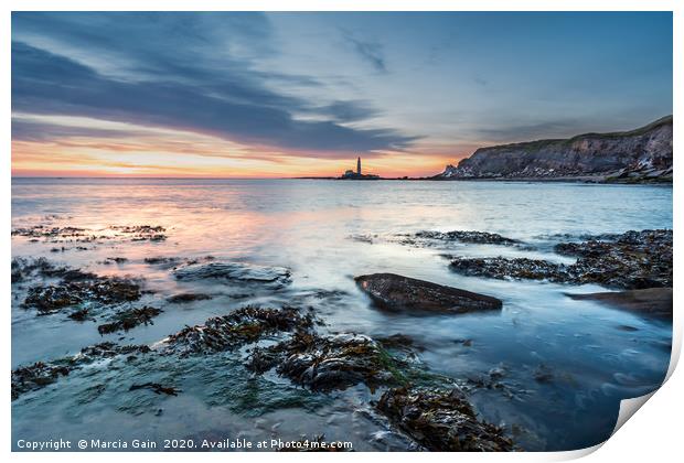 Whitley Bay sunrise Print by Marcia Reay