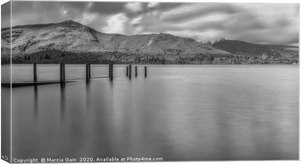 Derwent water jetty in the Lake District Canvas Print by Marcia Reay