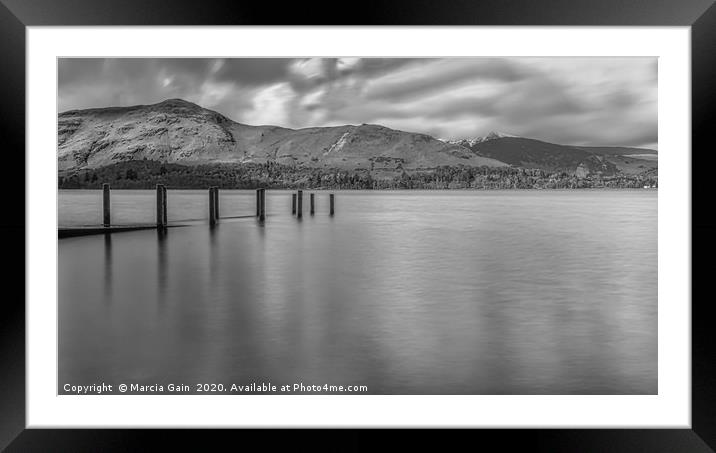 Derwent water jetty in the Lake District Framed Mounted Print by Marcia Reay