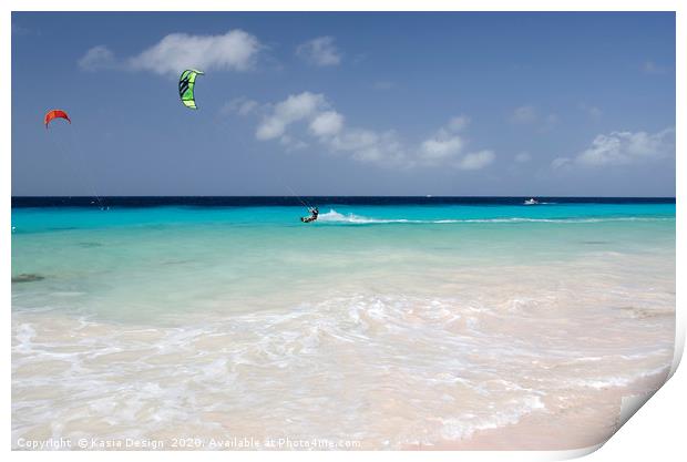 Bonaire: Kite Surfing, Atlantis Beach Print by Kasia Design