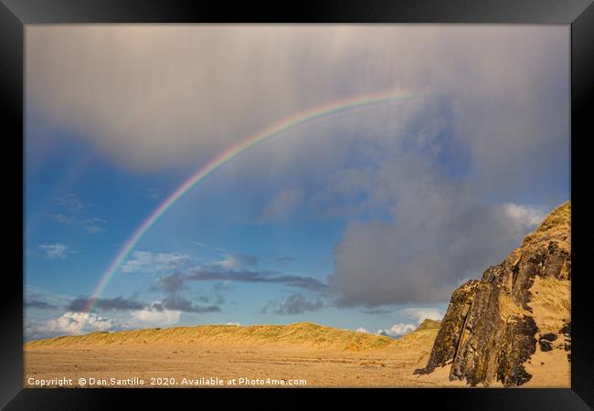 Broughton Bay Rainbow, Gower Framed Print by Dan Santillo