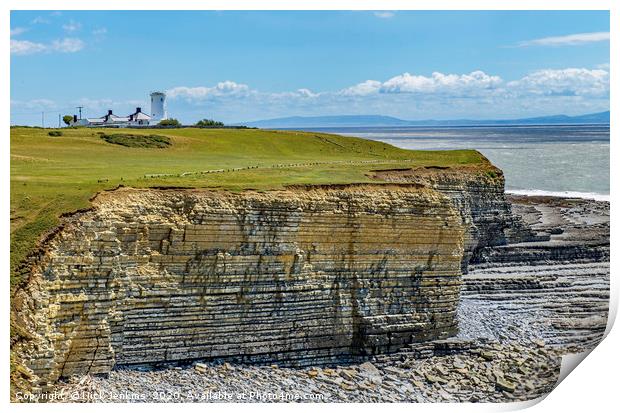 Nash Point and Old Lighthouse Glamorgan Coast  Print by Nick Jenkins