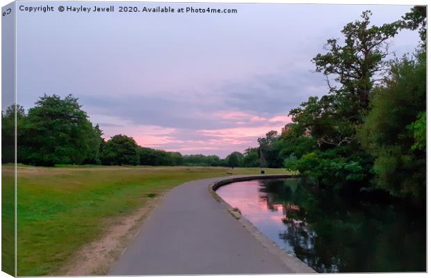 Sunset at Riverside Park Canvas Print by Hayley Jewell