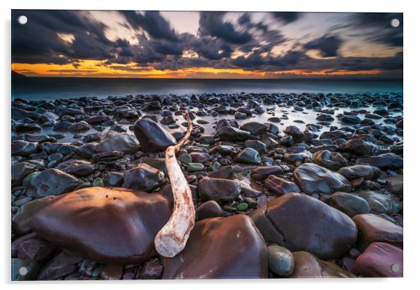 Porlock Weir beach  Acrylic by J.Tom L.Photography