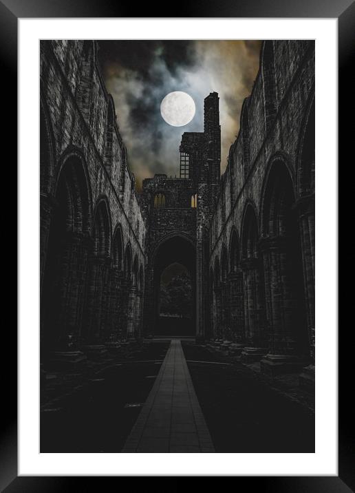 Abbey by Moonlight Framed Mounted Print by Colin Metcalf