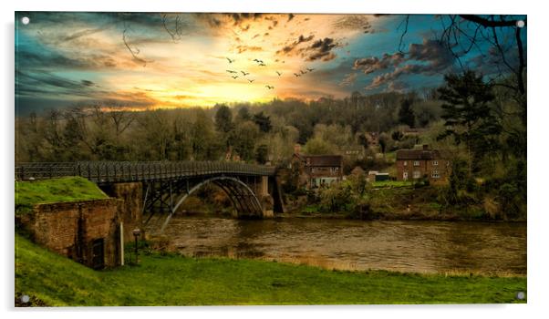 Coalport Bridge Acrylic by simon alun hark