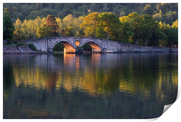 Aray Bridge, Loch Shira at Sunset Print by Rich Fotografi 