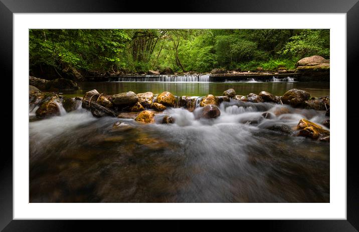 The Afon Twrch river at Cwmllynfell Framed Mounted Print by Leighton Collins
