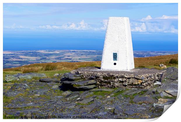Snaefell Summit Trig Point Print by Steven Watson