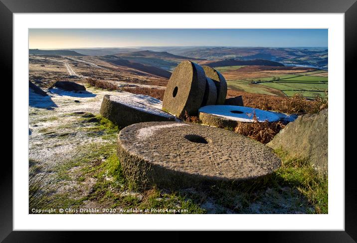 Abandoned Millstones at Stanage Edge Framed Mounted Print by Chris Drabble
