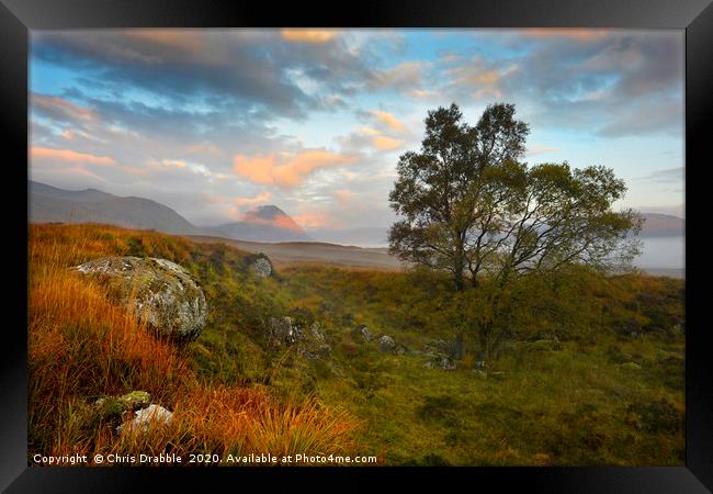 Buachaille Etive Mor in Alpenglow                  Framed Print by Chris Drabble