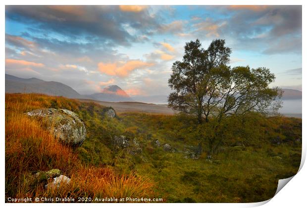 Buachaille Etive Mor in Alpenglow                  Print by Chris Drabble