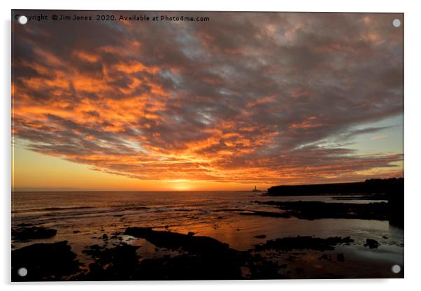 Seaton Sluice Sunrise Acrylic by Jim Jones