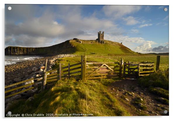 Early light on Dunstanburgh Castle                 Acrylic by Chris Drabble