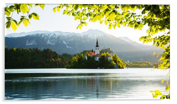 Spring colours at Lake Bled Acrylic by Ian Middleton