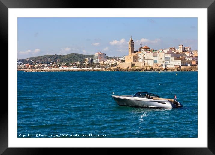 Power boat at anchor Framed Mounted Print by Kevin Hellon