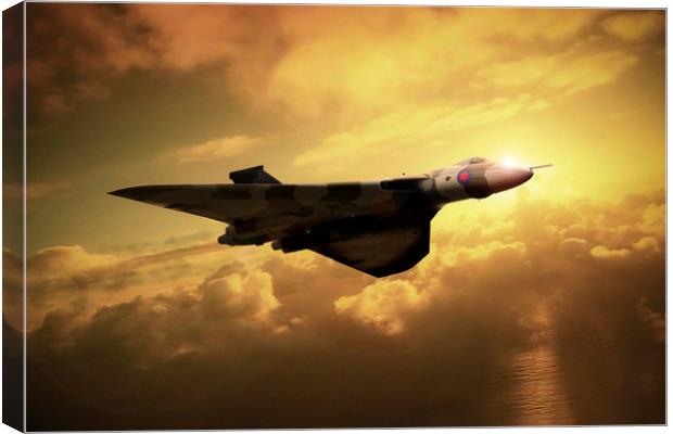 Vulcan Sunset Flight Canvas Print by J Biggadike