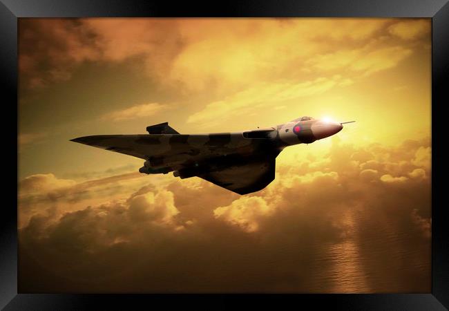 Vulcan Sunset Flight Framed Print by J Biggadike